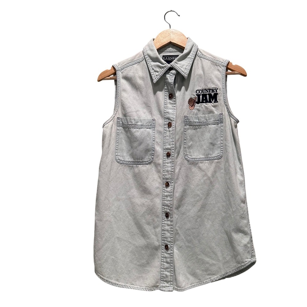Vintage LA Loving Denim Vest‎ Embroidered Country Jam Cowboy Medium
